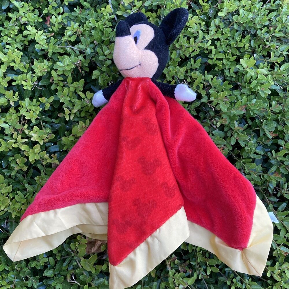 Red Gold DISNEY BABY Mickey Mouse SECURITY BLANKET Lovey NUNU with PLUSH HEAD - Picture 2 of 4